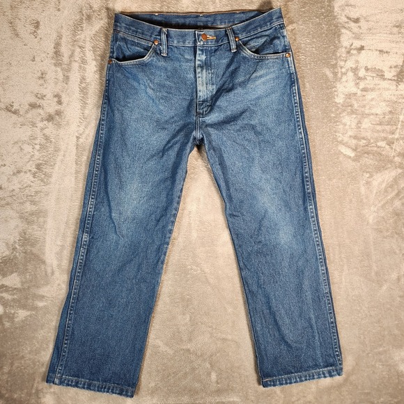 Wrangler Jeans Men's 33X26 (Tag 34X30) Blue HEMMED Cowboy Cut Western 13MWZPW - Picture 1 of 12